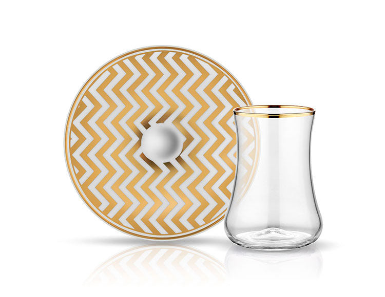 Dervish Zigzag Tea Set - Mat Gold