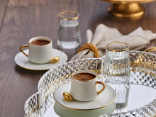 Sufi Coffee Cup and Saucer - Gold Rim - 90 cc-Cups, Saucers & Mugs-K-United