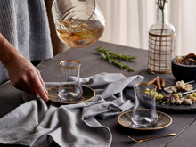Dervish Marble Handle Tea Glass and Saucer - Black & Mat Gold-Tea Sets-K-United