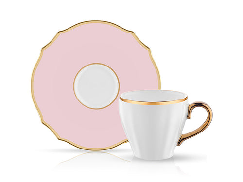 Poem Coffee Cup and Saucer Set - Pink