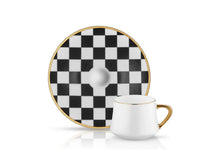 Sufi Coffee Cup and Saucer - Checkers - 90 cc