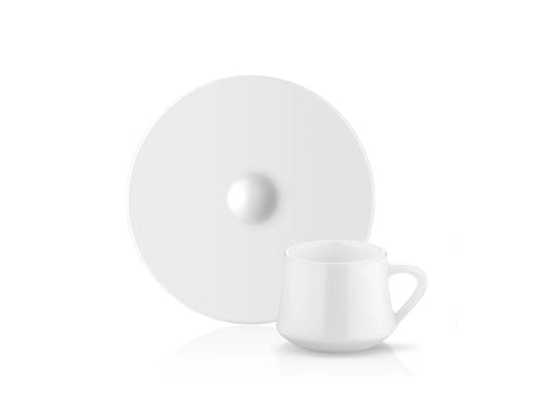 Sufi Coffee Cup and Saucer - White - 90 cc