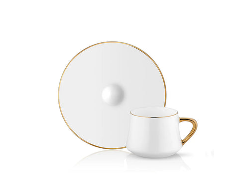 Sufi Coffee Cup and Saucer - Gold Colour Rim - 90 cc