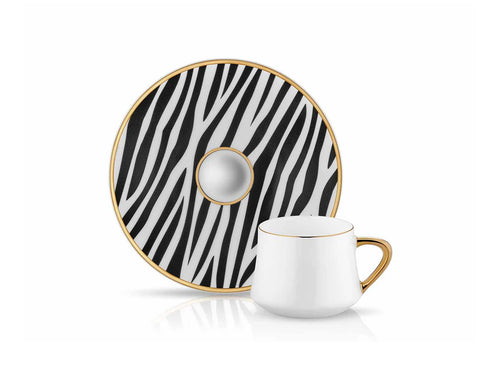 Sufi Coffee Cup and Saucer - Zebra - 90 cc