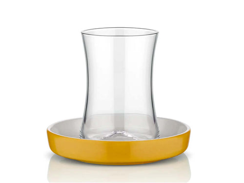 Istanbul Tiryaki Tea Glass and Saucer - Yellow