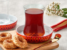 Tiryaki DZN Tea Glass and Saucer - Roma - Red