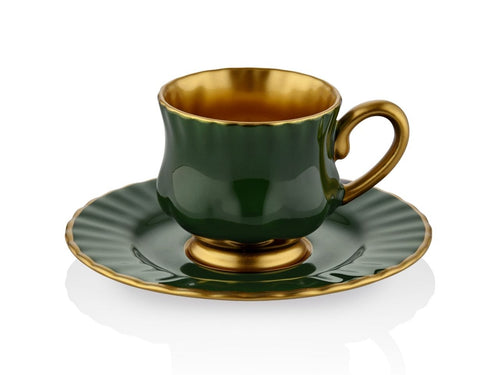 Sophia Coffee Cup and Saucer - Divan Green
