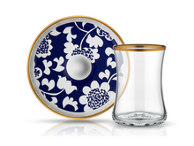 Istanbul Tiryaki Tea Glass and Saucer - Blue Blanc Gun-Tea Sets-K-United