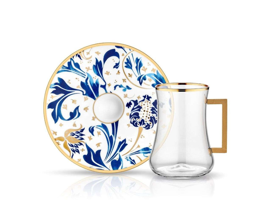 Dervish Karina Handle Tea Glass and Saucer-Tea Sets-K-United