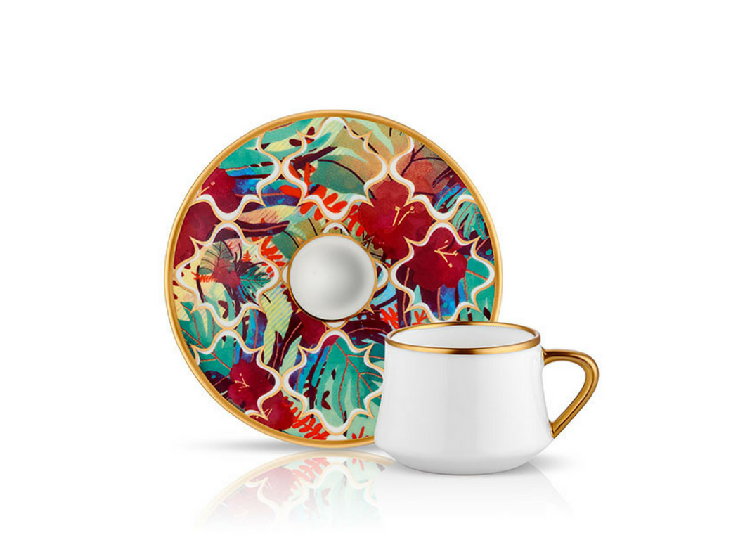 Sufi Coffee Cup and Saucer - Amazon Tropic - 90 cc-Cups, Saucers & Mugs-K-United