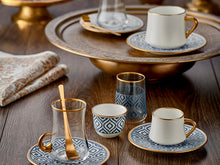 Sufi Ikat Coffee Cup and Saucer - Anthracite Mat Gold - 90 cc-Cups, Saucers & Mugs-K-United