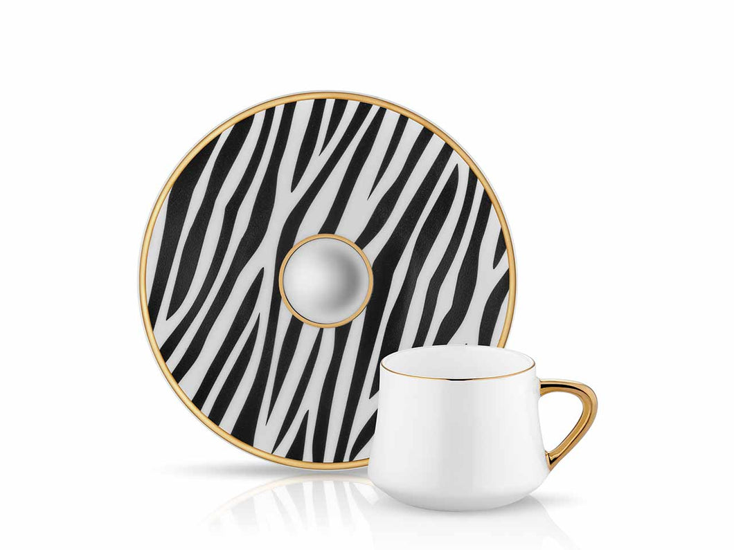 Sufi Coffee Cup and Saucer - Zebra - 90 cc-Cups, Saucers & Mugs-K-United