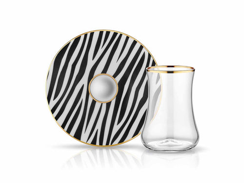 Dervish Zebra Tea Glass and Saucer-Tea Sets-K-United