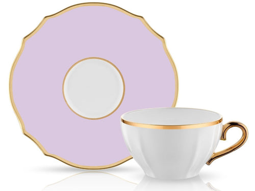 Poem Tea Cup and Saucer Set - Purple